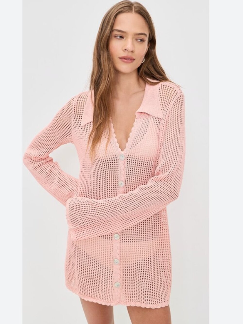 Show Me Your MUMU Peach/Pink Swim Crochet Coverup Size XS